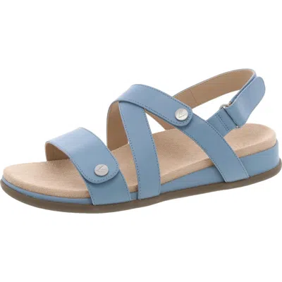 Vionic Cypress Womens Adjustable Leather Strappy Sandals In Vintage Blue Haze