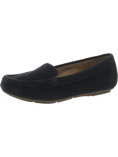 Vionic Debbie Womens Leather Slip On Moccasins In Blue