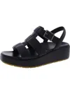 Vionic Delano Womens Leather Strappy Wedge Sandals In Black