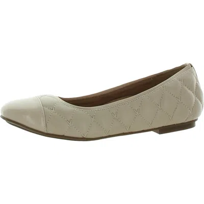 Vionic Desiree Womens Leather Quilted Ballet Flats In Brown