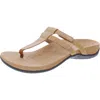 Vionic Elvia Womens Faux Leather Thong Slide Sandals In Brown