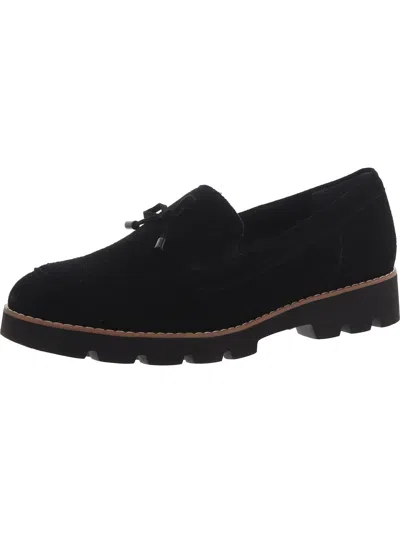 Vionic Finley Womens Suede Bow Loafers In Black