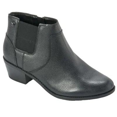 Vionic Finn Boots Women's Black Leather Round Toe Ankle Bootie Zap2542