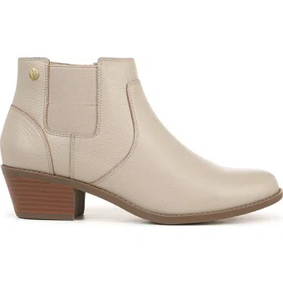 Vionic Finn Boots Women's Oatmeal Leather Block Heel Ankle Booties Gal2174 In White