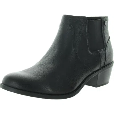 Vionic Finn Womens Zipper Block Heel Ankle Boots In Black