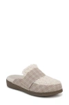 Vionic Gemma Ii Mule In Cream Plaid Shearling