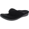 Vionic Relax Womens Terry Cloth Wedge Slide Sandals In Black
