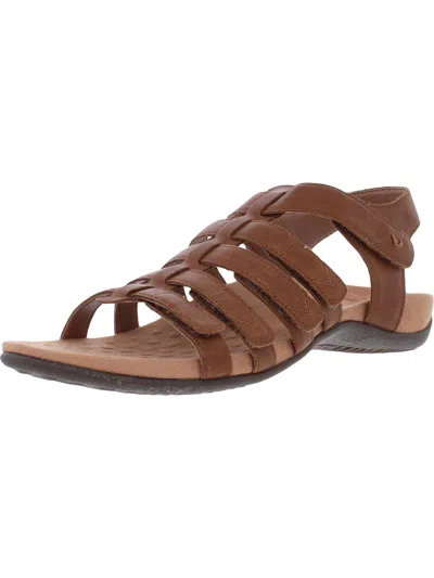 Vionic Harissa Womens Leather Ankle Strap Gladiator Sandals In Brown