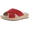Vionic Hayden Womens Leather Wedge Slide Sandals In Red