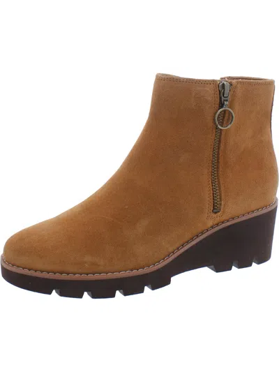 Vionic Hazal Womens Suede Wedge Booties In Brown