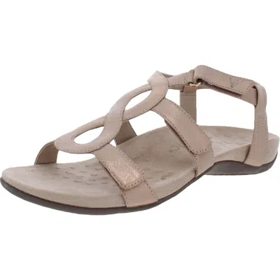 Vionic Jodie Womens Faux Leather Ankle Strap Footbed Sandals In Neutral