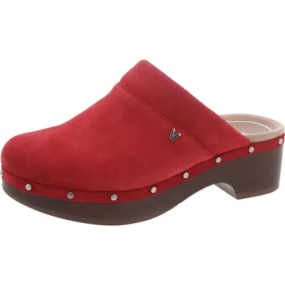 Vionic Kacie Womens Leather Clogs Mules In Red