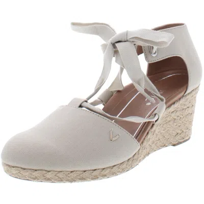 Vionic Kaitlyn Womens Canvas Platform Wedge Heels In Brown