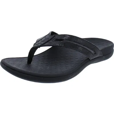 Vionic Kalise Womens Leather Slip On Thong Sandals In Black