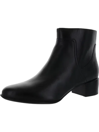 Vionic Kamryn Womens Leather Block Heel Ankle Boots In Black