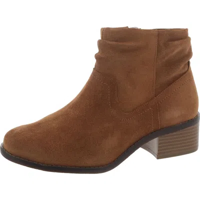 Vionic Kanela Womens Suede Slouchy Ankle Boots In Brown