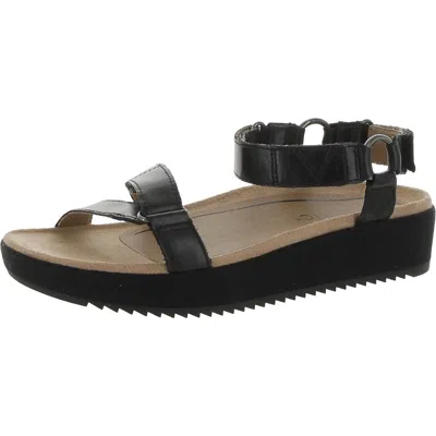 Vionic Kayan Womens Leather Flatform Footbed Sandals In Black