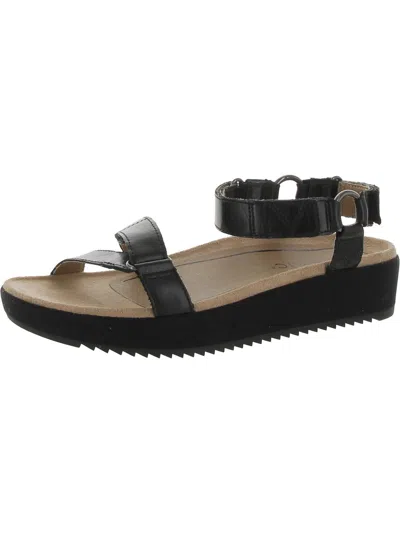 Vionic Kayan Womens Leather Flatform Footbed Sandals In Black