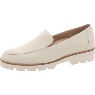 Vionic Kensley Womens Leather Slip On Loafers In Cream/ Brown