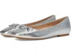 Vionic Klara Ballet Flat Women's Silver Leather Square Toe Slip-on Zap321 In Silver
