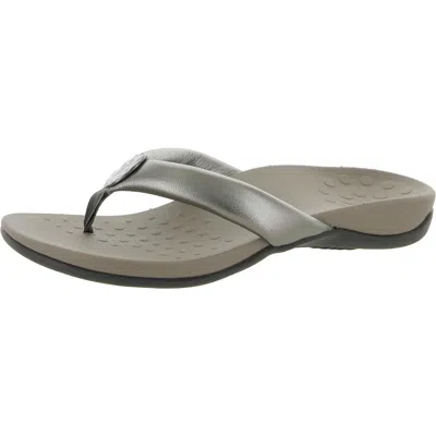 Vionic Lida Womens Leather Slip On Thong Sandals In Animal Print