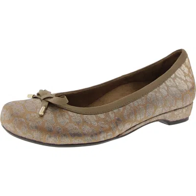 Vionic Livia Ii Womens Bow Leather Ballet Flats In Yellow