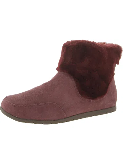 Vionic Maizie Womens Suede Cold Weather Booties In Red