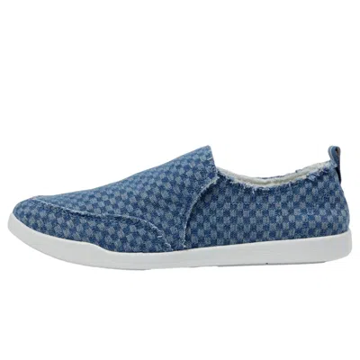Vionic Malibu Slip-on Checkered Denim H7699fg409 Women's In Blue