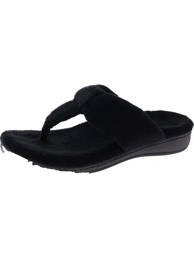 Vionic Mellow Womens French Terry Slip-on T-strap Sandals In Black