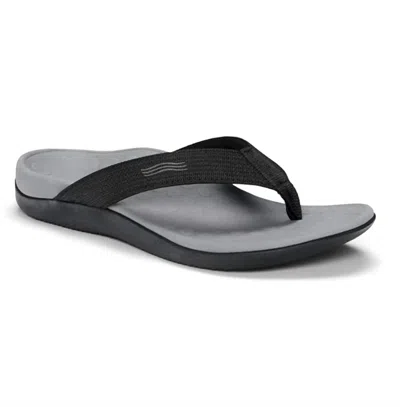 Vionic Men's The 44 Wave Sandal In Black With Grey Webbing In Multi