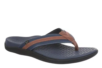 Vionic Men's Tide Ii Toe Post Sandal In In Navy Brown