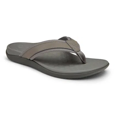 Vionic Men's Tide Toe Post Sandal In Charcoal In Grey