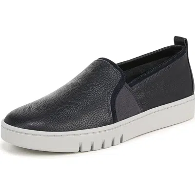 Vionic Men's  Cambria Sneakers Navy Leather Slip On Casual Shoes Hawk3040 In Black
