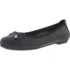 Vionic Minna Womens Leather Toe Cap Ballet Flats In Black