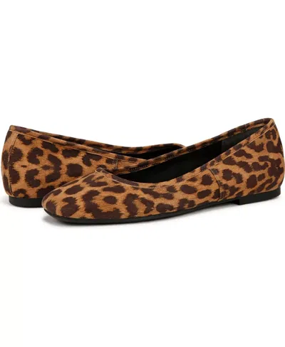 Vionic Orinda Ballet Flat Women Brown Leopard Print Suede Slip On Zogg3858 In Multi