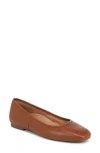 Vionic Orinda Square Toe Flat In Tan Calf Leather