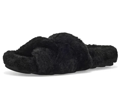 VIONIC PEPPA OPEN TOE SLIPPERS WOMEN'S SLIPPERS BLACK: 9 M, FAUX FUR
