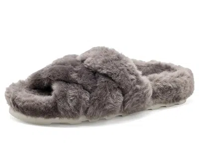 Vionic Peppa Open Toe Slippers Women's Slippers Dark Grey Faux Fur: 5 M In Gray