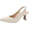 Vionic Perris Womens Buckle Leather Slingback Heels In Cream