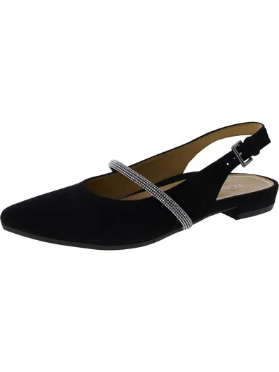 Vionic Presidio Womens Leather Embossed Slingback Heels In Black