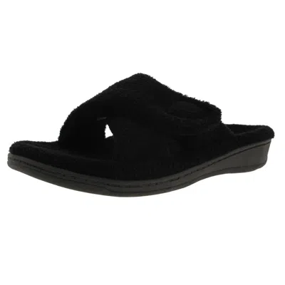 VIONIC RELAX WOMENS TERRY CLOTH WEDGE SLIDE SANDALS