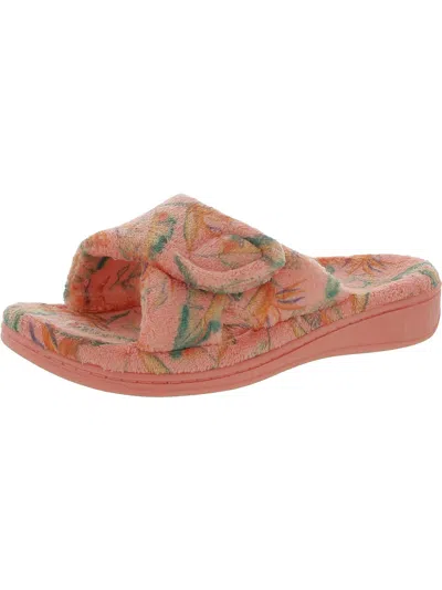 Vionic Relax Womens Terry Cloth Wedge Slide Sandals In Pink