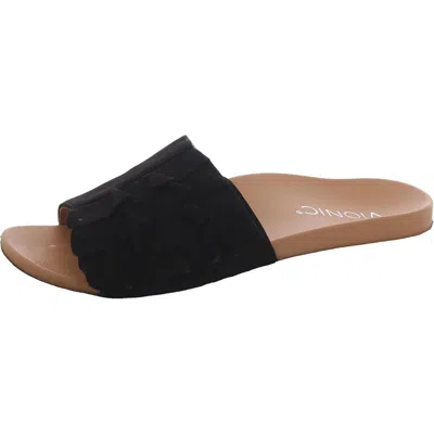 Vionic Roni Womens Suede Flat Slides In Black