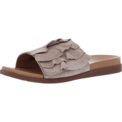 Vionic Roni Womens Suede Flat Slides In Brown