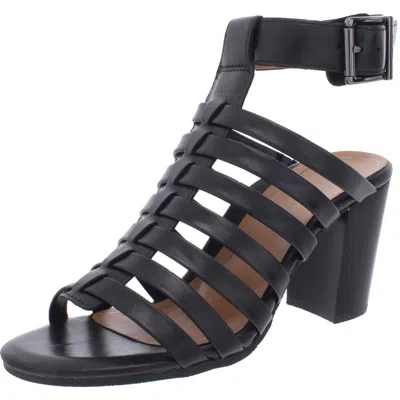 Vionic Sami Womens Leather Ankle Strap Block Heels In Black
