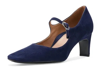 Vionic Samira Mary Jane Shoes Women's Dress Flat Shoes Navy Blazer Suede: 9.5 M In Black