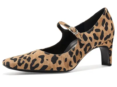 Vionic Samira Mary Jane Shoes Women's Dress Flat Shoes Tan Leopard Suede: 5 M