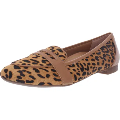 Vionic Savannah Womens Calf Hair Arch Support Penny Loafers In Animal Print