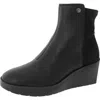 Vionic Skylar Womens Leather Mixed Media Wedge Boots In Black