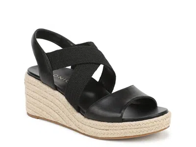 Vionic Soren Espadrille Wedge Sandal In Black